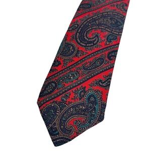 Robert Talbot 100%‎ Silk Neck Tie Burgundy Red Blue  Paisley Silk Made In USA